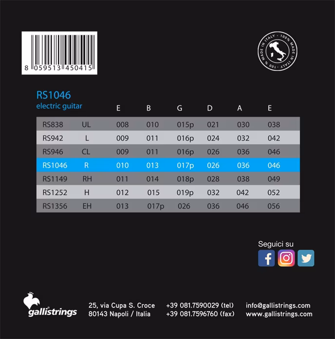 Galli RS1046ds Nickel Double Set Regular - Húrok elektromos gitárra