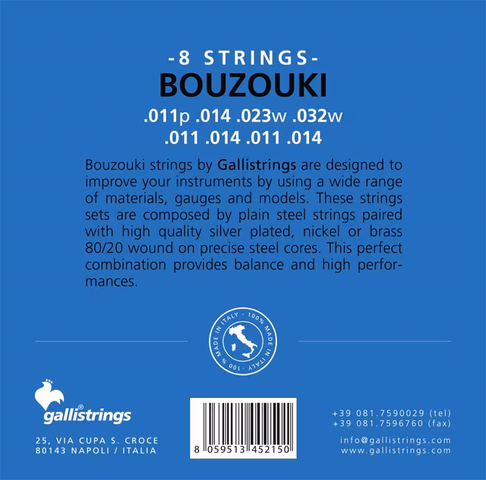Galli B070 8-String Silverplated - Görög bozouki húrok