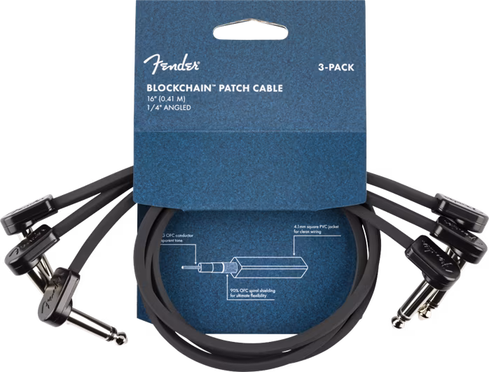 Fender Blockchain 16" Patch Cable, 3-pack - Összekötő kábel