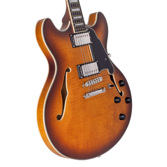 D'Angelico Premier DC Double Cutaway Stop-Bar Tailpie CE Dark ICEd Tea Burst - Szemiakusztikus gitár