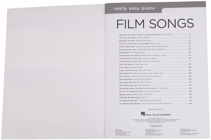MS Really Easy Piano: Film Songs - Zongora kotta