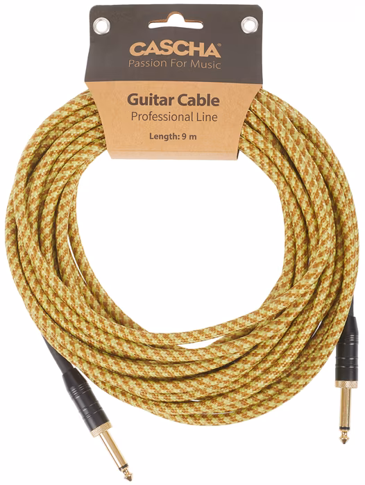 Cascha Professional Line Guitar Cable, Straight, Tweed Natural, 9 m - Hangszer kábel