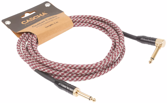 Cascha Professional Line Guitar Cable, Angled, Tweed Red, 3 m - Hangszer kábel