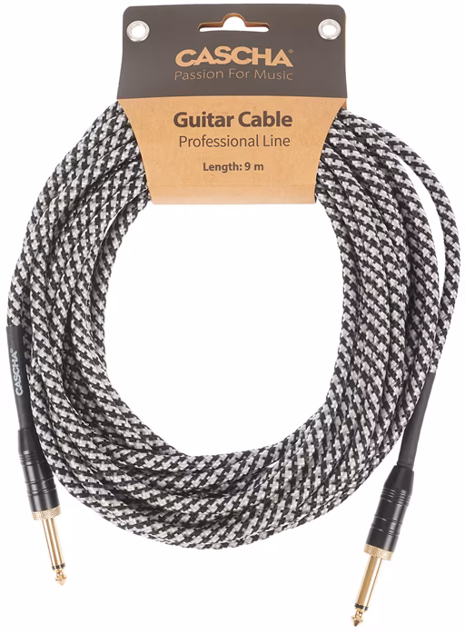 Cascha Professional Line Guitar Cable, Straight, Tweed Black, 9 m - Hangszer kábel