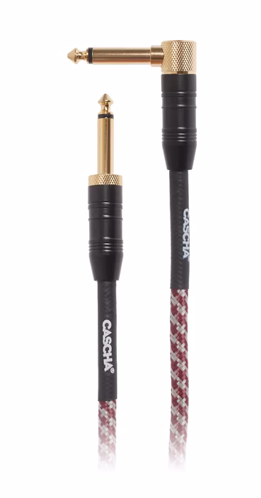 Cascha Professional Line Guitar Cable, Angled, Tweed Red, 9 m - Hangszer kábel