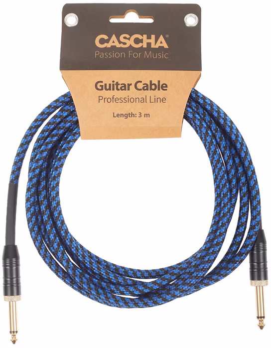 Cascha Professional Line Guitar Cable, Straight, Tweed Blue, 3 m - Hangszer kábel