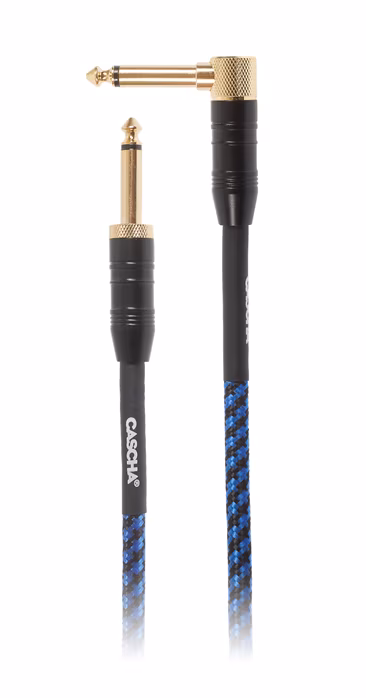 Cascha Professional Line Guitar Cable, Angled, Tweed Blue, 6 m - Hangszer kábel