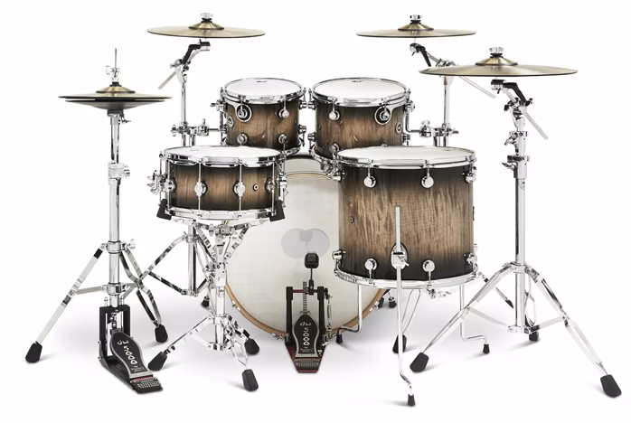 DWe 5-Piece Candy Black Burst Over Curly Maple Exotic Kit - Elektroakusztikus dobfelszerelés
