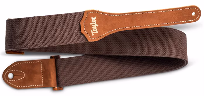 Taylor GS Mini Cotton Strap Amber Buckle Chocolate Brown - Gitár hevederek