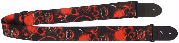 Perri's Leathers 7669 Polyester Red Skulls - Gitár hevederek