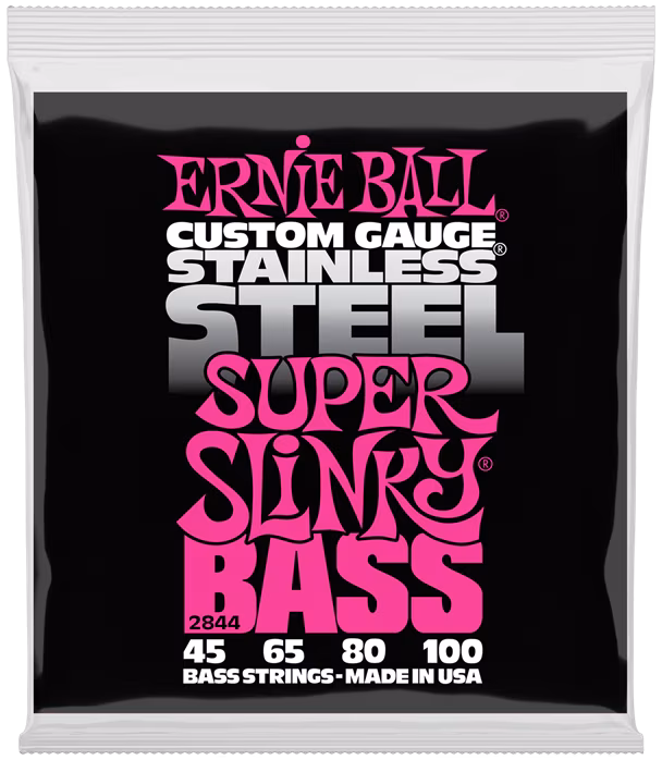 Ernie Ball 2844 Super Slinky Stainless Steel Electric Bass 45-100 - Basszusgitár húrok