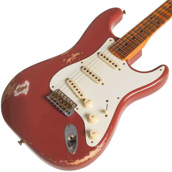 Fender Custom Shop 57 Stratocaster Heavy Relic Faded Aged Cimarron Red - Elektromos gitár