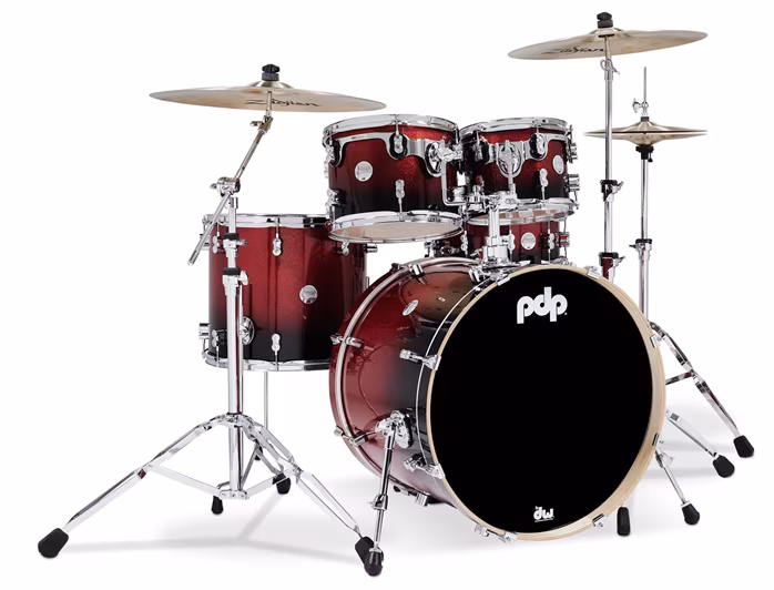 PDP Concept Maple 5 Piece Set Red to Black Fade Laquer - Dobszett