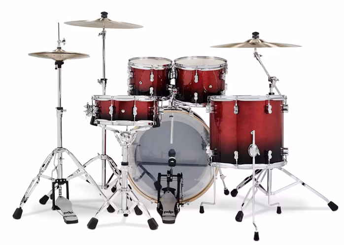 PDP Concept Maple 5 Piece Set Red to Black Fade Laquer - Dobszett