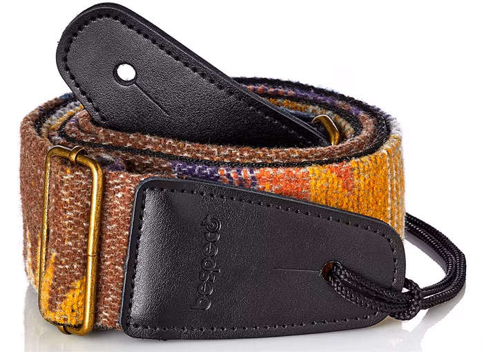 Bespeco Vintage-style Strap Yellow Pattern Wool/Polyester Metal Buckle - Gitár hevederek