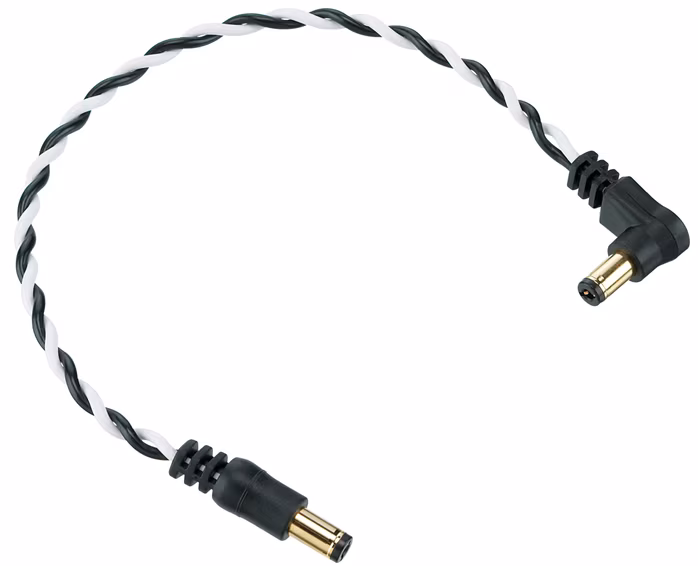 Ibanez Twisted DC Cable Black & White, Length: 8" Straight & Angled Plug - Tápegység