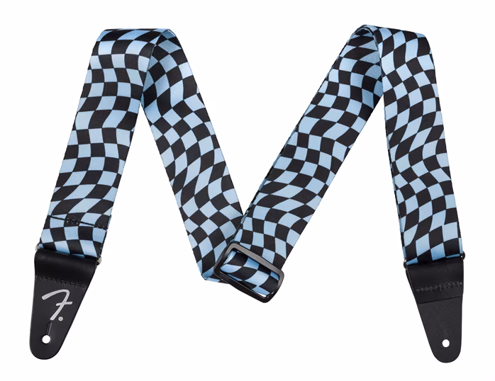 Fender Wavy Checkerboard Polyester Strap Blue - Gitár hevederek