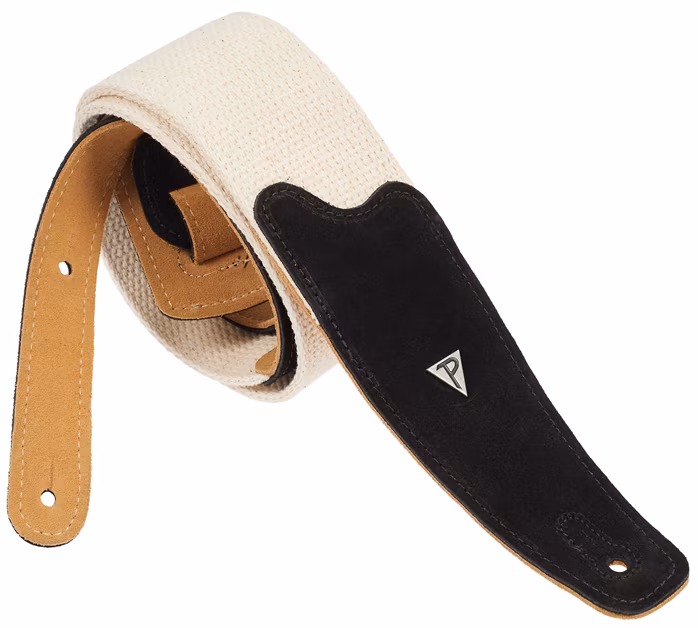 Perri's Leathers 7679 2.5” Doubled Cotton Webbing with Suede Ends Black - Gitár hevederek