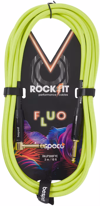 Bespeco ROCKIT FLUO Yellow 3 m Right Angle - Hangszer kábel