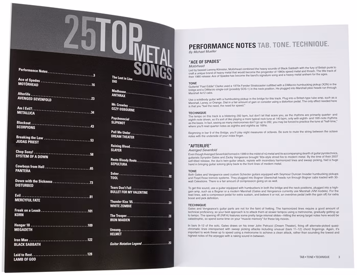 MS 25 Top Metal Songs - Tab. Tone. Technique. - Gitár kotta