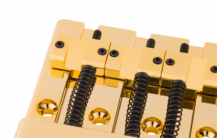 Fender HiMass Bass Bridge Zinc Saddles Gold - Híd