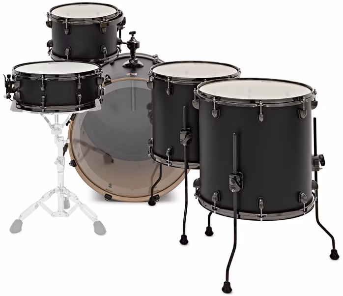 Premier Artist 22" 5pc Heavy Rock Shell Pack  Matte Black - Dobszett