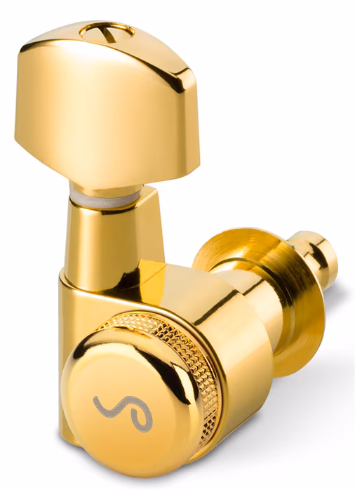 Schaller M6 Pin 6 left Gold Locking Staggered 19,5 + 21,0 - Gitár mechanika