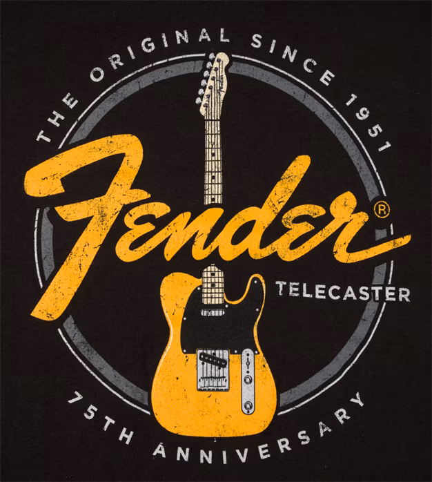 Fender Telecaster 75th Tele Tee Vintage Black XL - Póló