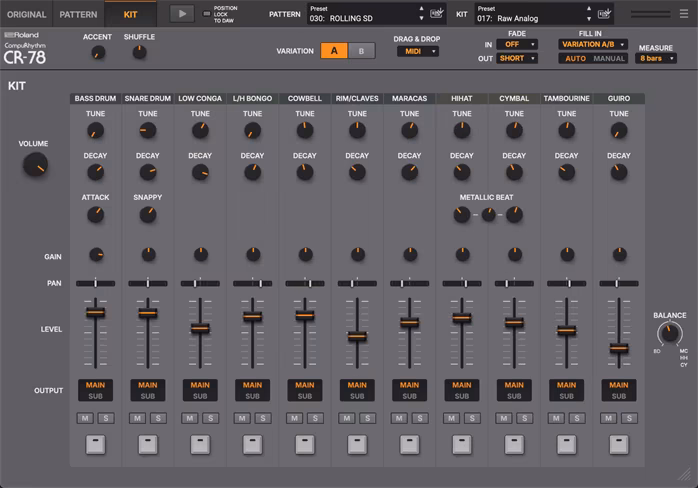 Roland CR-78 - Szoftver