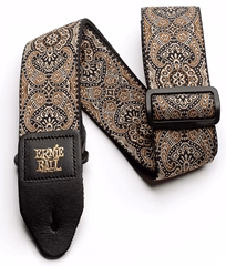 Ernie Ball Gold & Black Paisley Strap - Pas gitarowy