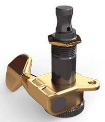 D'Addario PWAT-6R3 Auto-Trim Locking Tuning Machines, 6 In-Line setup, Gold - Klucze do gitary