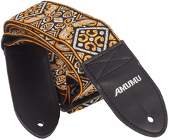 Amumu Vintage Embroidery Orange Cotton Strap - Pas gitarowy