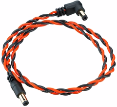 Ibanez Twisted DC Cable Black & Neon Red, Length: 24" Straight & Angled Plug - Kabel zasilający