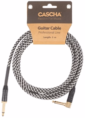 Cascha Professional Line Guitar Cable, Angled, Tweed Black, 3 m (rozpakowane) - Kabel instrumentalny