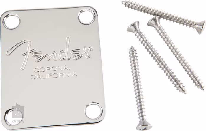 Fender 4-Bolt American Series Bass Neck Plate with Fender Corona Stamp, Chrome - Sprzęt gitarowy
