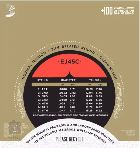 D'Addario EJ45C - Struny nylonowe do gitary klasycznej