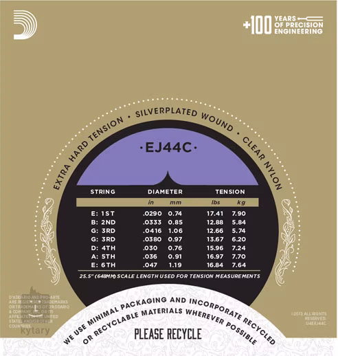 D'Addario EJ44C - Struny nylonowe do gitary klasycznej