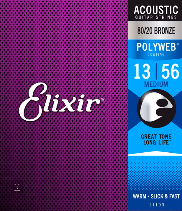 Elixir Polyweb 80/20 Bronze Medium - Metalowe struny do gitary akustycznej