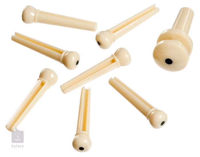 D'Addario Plastic Bridge Pins Ivory with Black Dot - Kołki do mostka