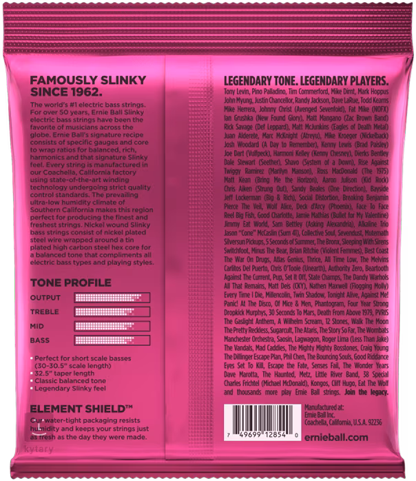 Ernie Ball 2854 Super Slinky Nickel Wound Short Scale Electric Bass 40-100 - Struny do gitary basowej