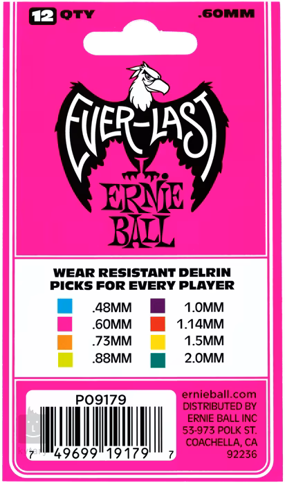 Ernie Ball Everlast Picks 0.60 Pink - Kostki