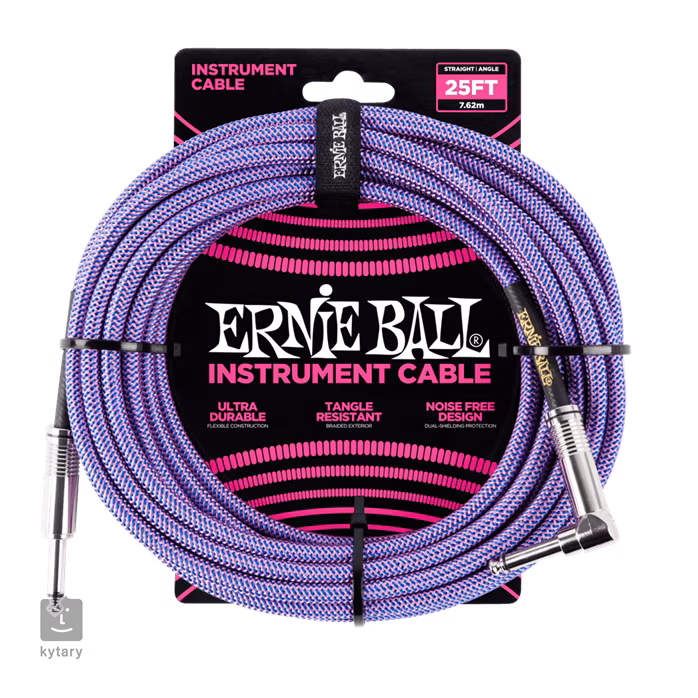 Ernie Ball 25' Braided Cable Purple - Kabel instrumentalny