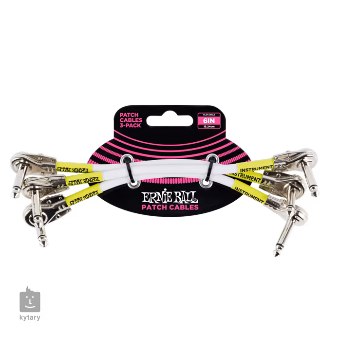 Ernie Ball 6" Flat Patch Cable White - 3 Pack - Kabel połączeniowy