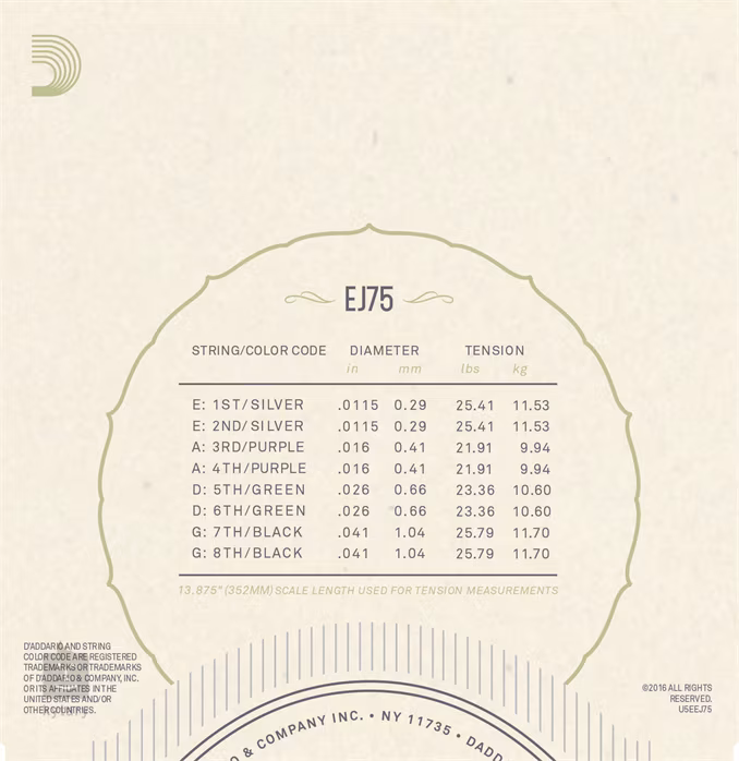 D'Addario EJ75 - Struny do mandoliny