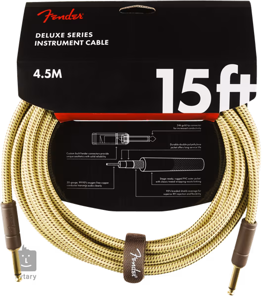 Fender Deluxe Series 15' Instrument Cable Tweed - Kabel instrumentalny