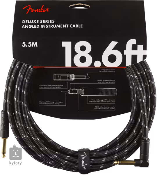 Fender Deluxe Series 18.6' Instrument Cable Black Tweed Angled - Kabel instrumentalny