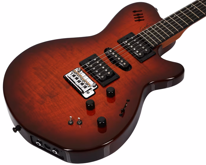 Godin xtSA Light Burst Flame - Hybrydowa gitara elektryczna midi