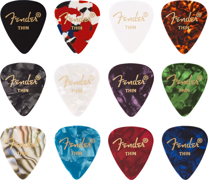 Fender 351 Celluloid Picks Medley Thin - Kostki