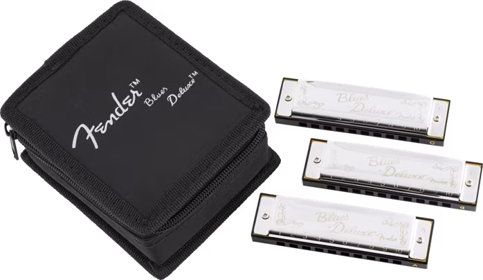 Fender Blues Deluxe Harmonica Pack of 3 with Case - Zestaw harmonijek ustnych