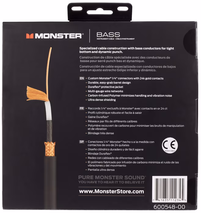 Monster Bass 12' Instrument Cable Straight - Kabel instrumentalny